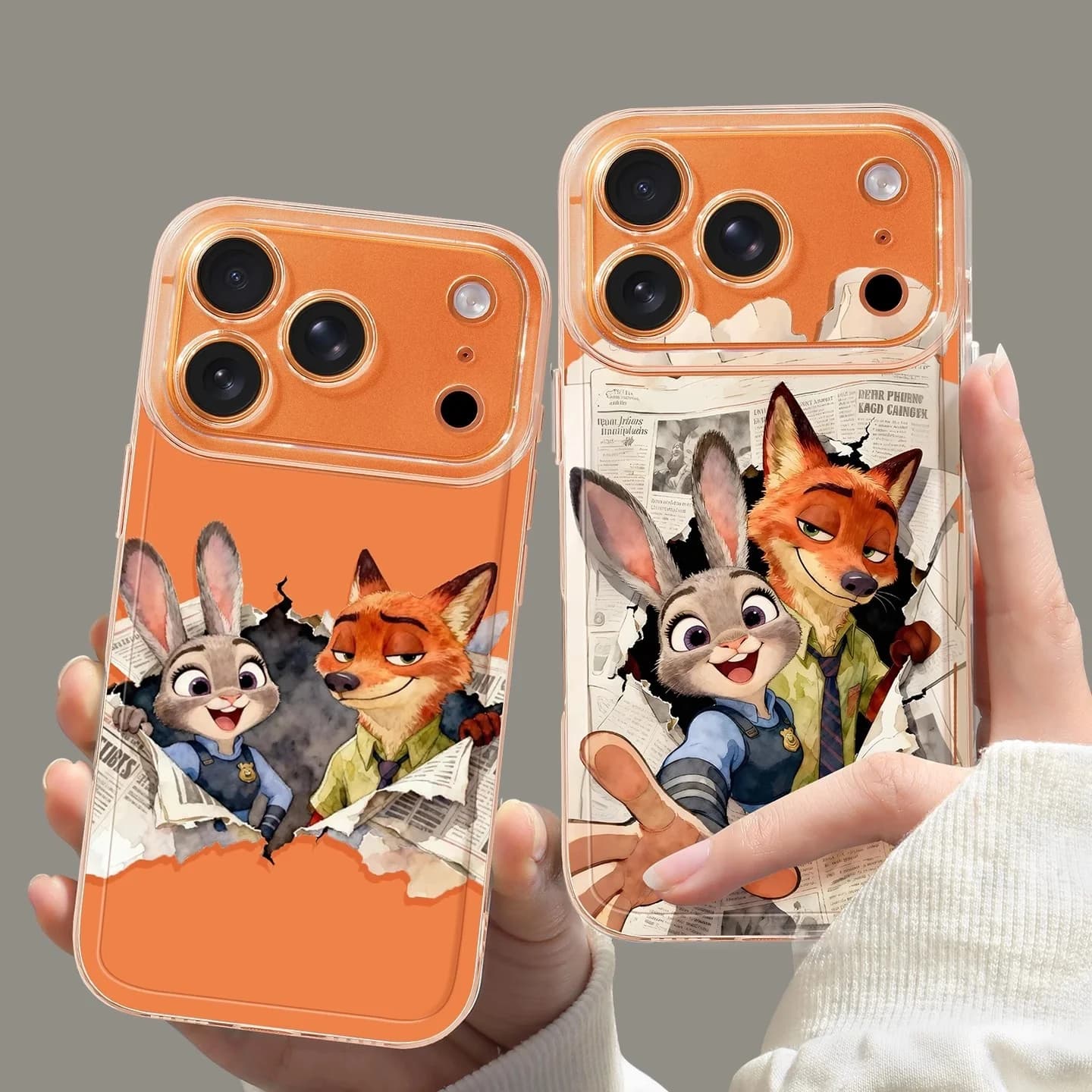Custodia Trasparente Morbida per iPhone 17 Pro Max 16 15 14 13, Protezione Fotocamera Antiurto con Cartone Animato Volpe Zootopia, Adatta per Coppie