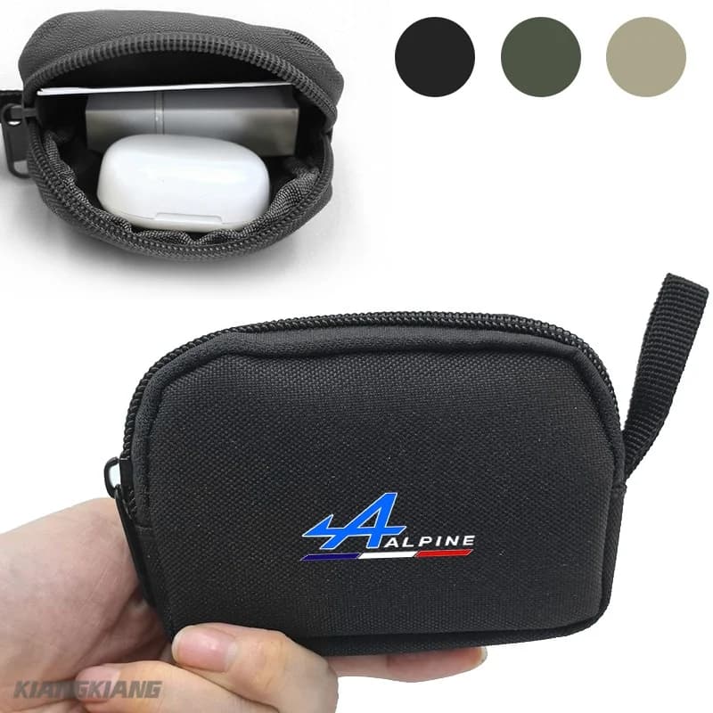 Nylon Mini Wallet Car Key Case Keychain Mini Storage Key Bag Alpine Logo For Kadjar Twingo Megane Scenic Espace Car Accessories