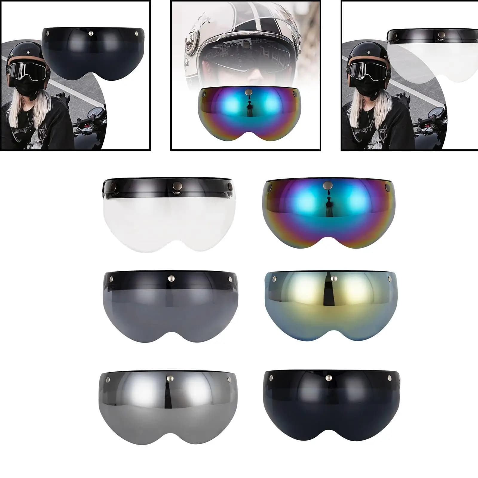 Sostituzione della protezione antivento dell'obiettivo della visiera del casco del motociclo 3 Snap Flip up Viso del casco compatibile facile da installare