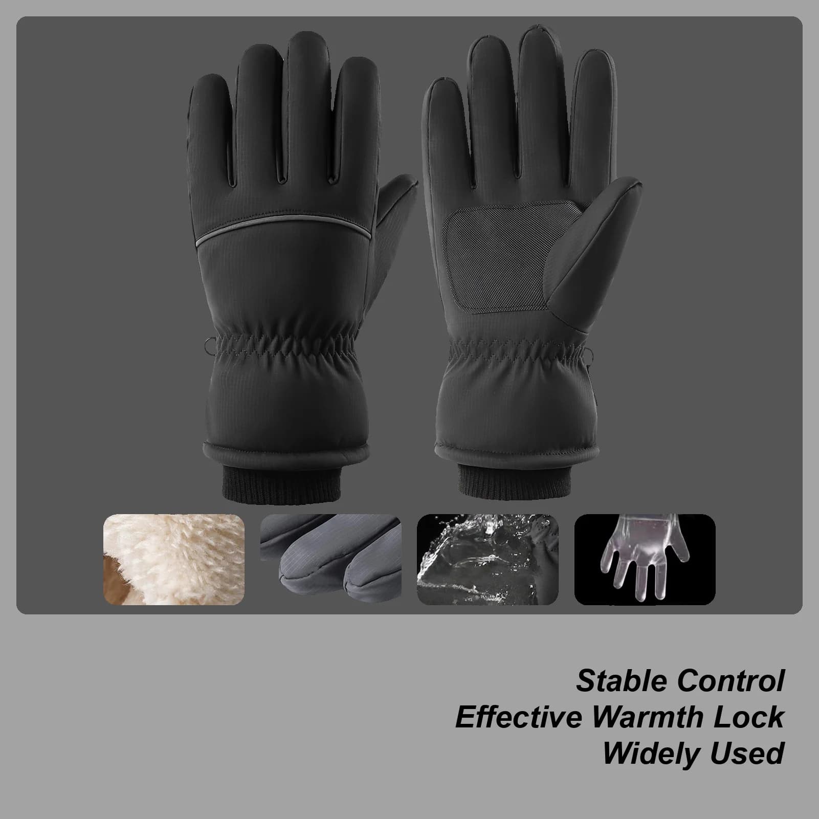 Warm Waterproof Ski Gloves Windproof 5-Finger Snow Mittens For Outdoor Camping Motorcycle Hunting Cycling Snowboarding