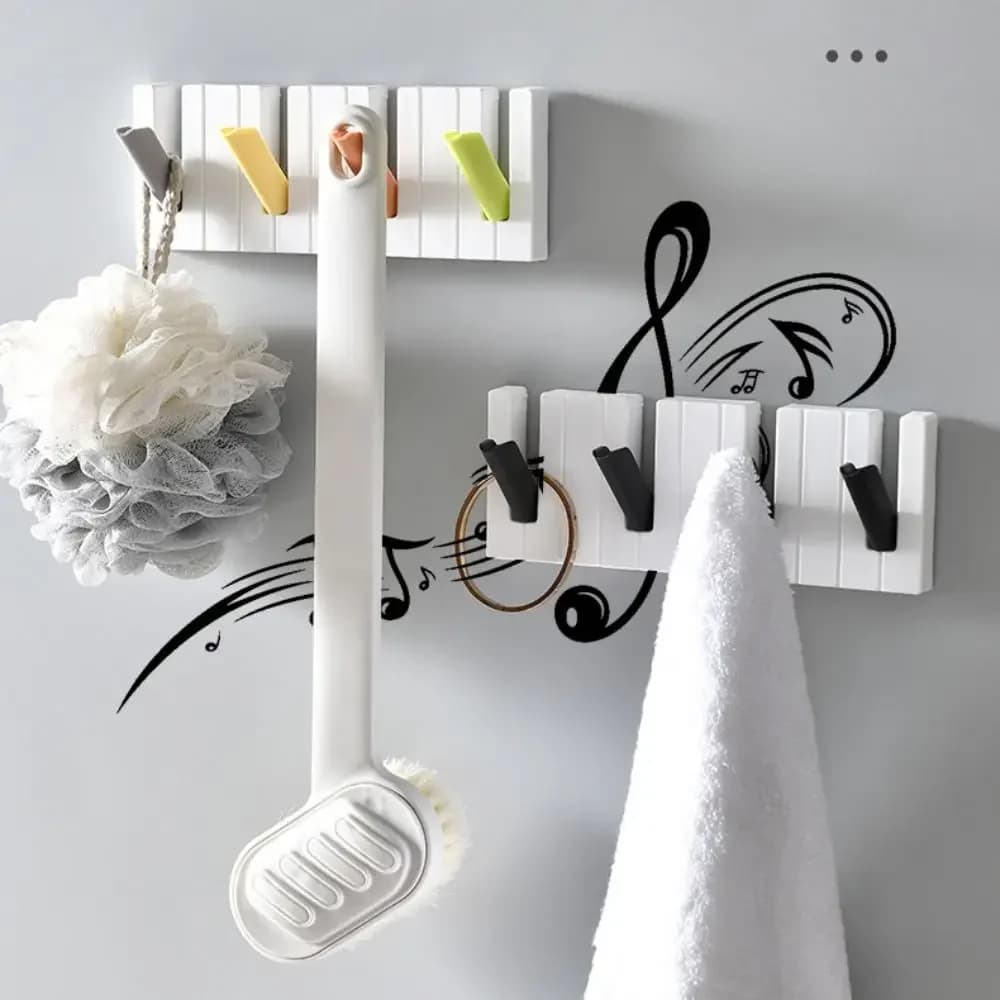 Coat Rack Wall Mount - Modern, Plastic Piano Wall Coat Rack Sturdy Wall Hook Rack Rail for Hanging Coat, Jacket, Clothes, Hat