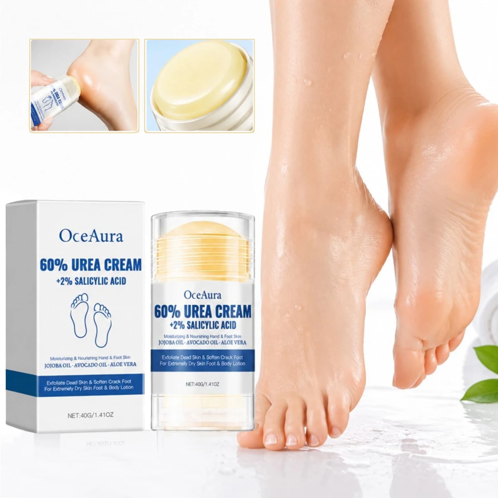 60% Urea Foot Care Cream Stick Moisturizing & Exfoliating Cracked Heel Repair Deep Hydration Smooth Foot Cream Daily Feet Care