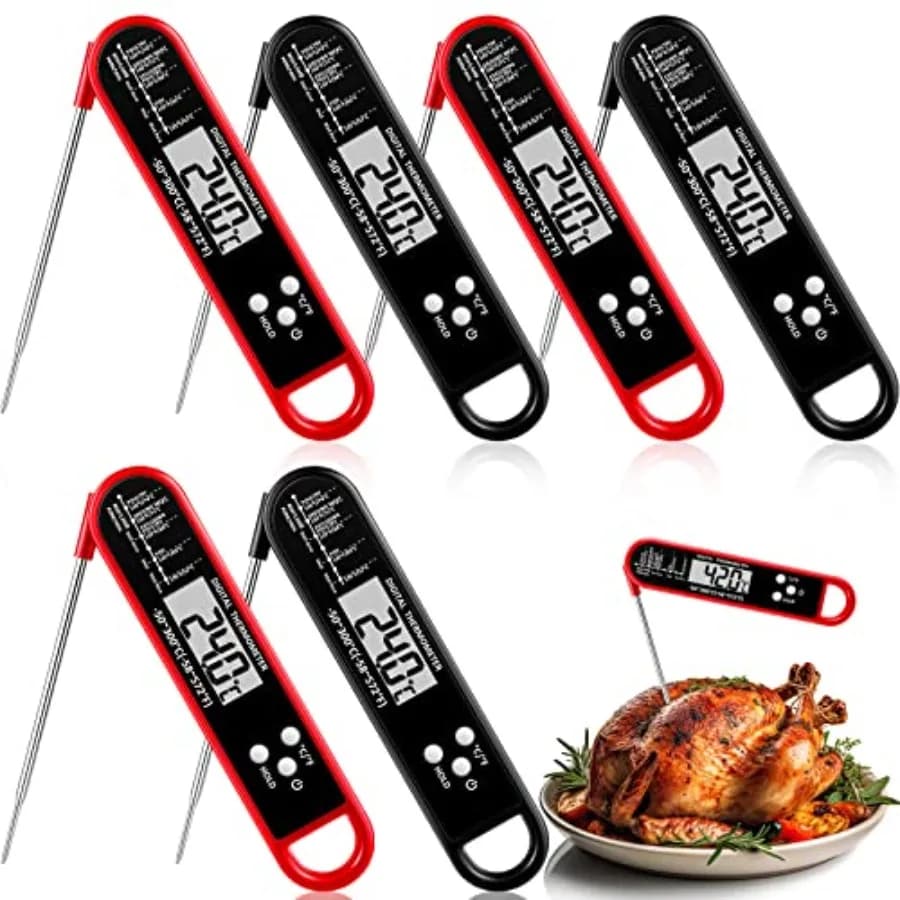 Set di 6 Termometri Digitali per Alimenti, Lettura Istantanea per Carne, Grigliate, Cucina, BBQ, Impermeabili, Ideali per il Giorno del Ringraziamento