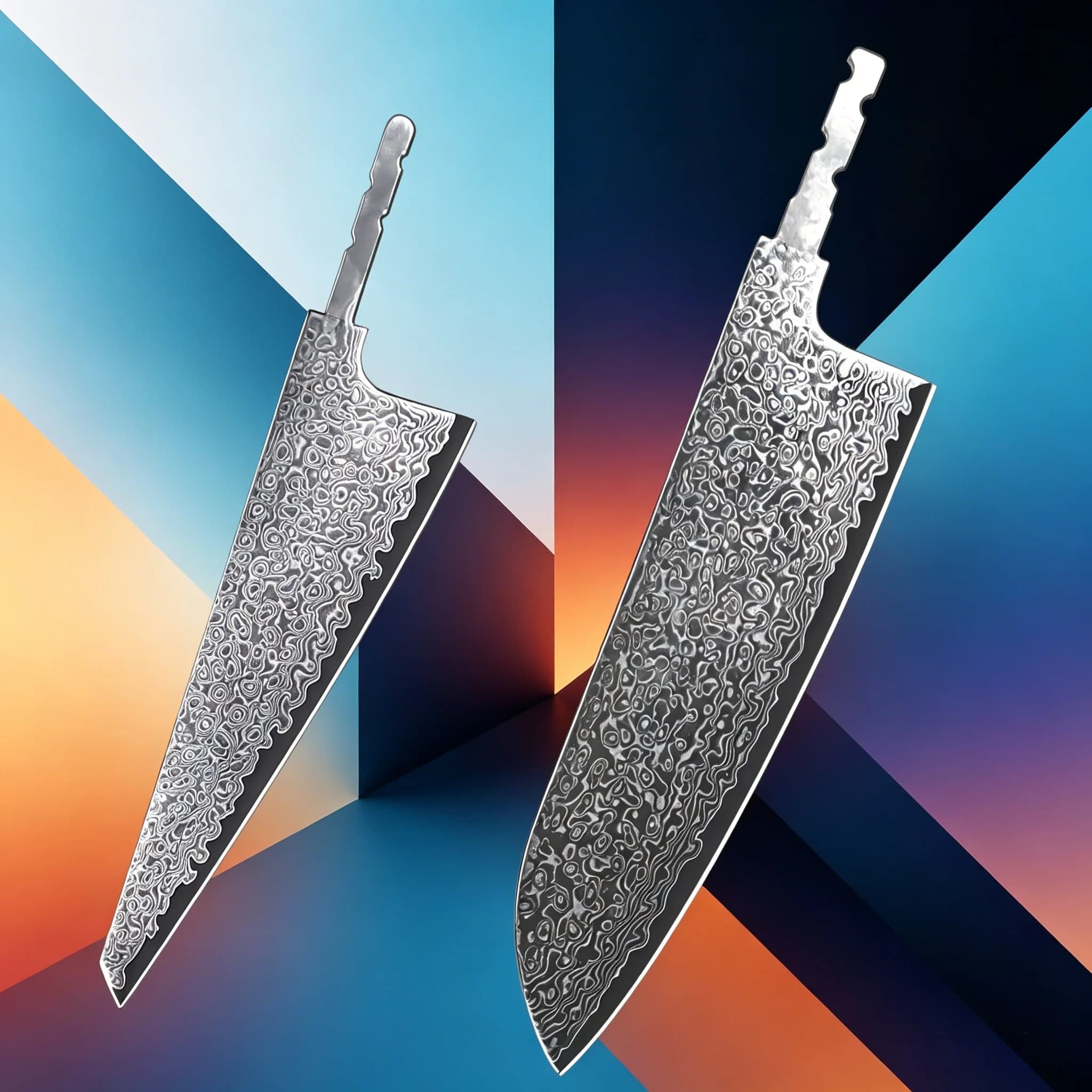 1/2PCS Damascus Steel Blade Blank Hand Forged No Handle Blade DIY Kitchen Chef Cleaver Santoku Knife Making Parts Kitchen Stuff