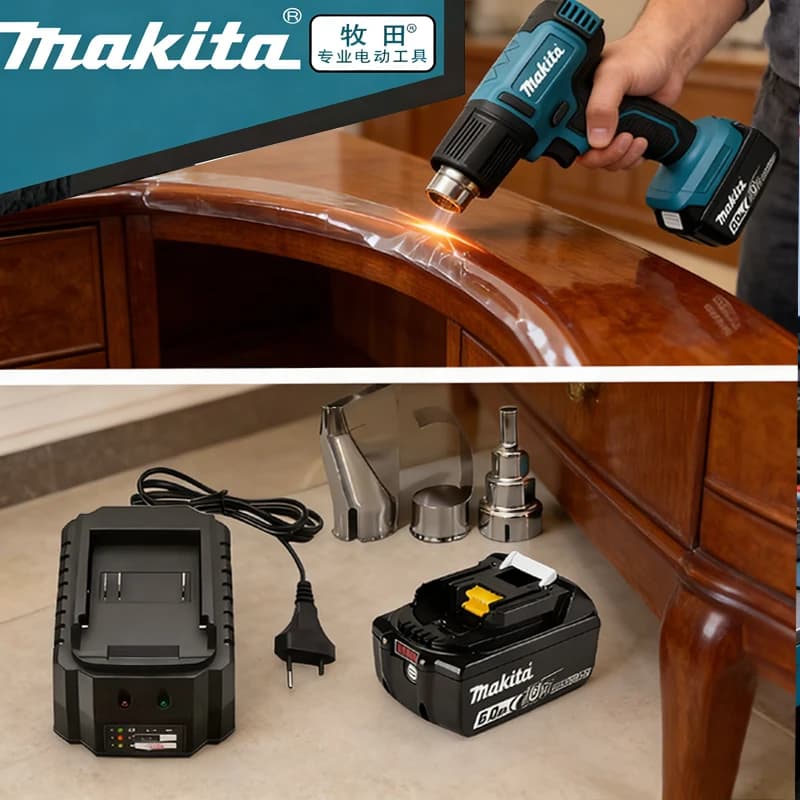 Pistola ad Aria Calda a Batteria al Litio Importata dal Giappone Makita DHG181, Saldatore Wireless per Plastica, Pellicola Termoretraibile, Pellicola per Auto