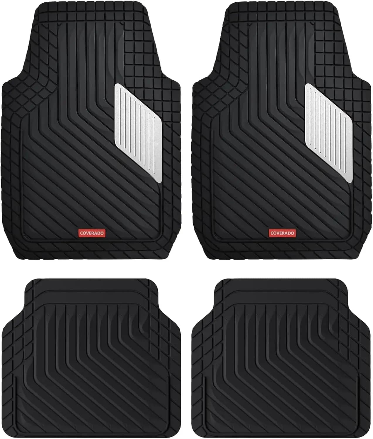 Tappetini Auto in PVC Resistenti, Set Completo, Protezione per Tutte le Stagioni con Base Antiscivolo e Design Facile da Pulire per Anteriore e Posteriore