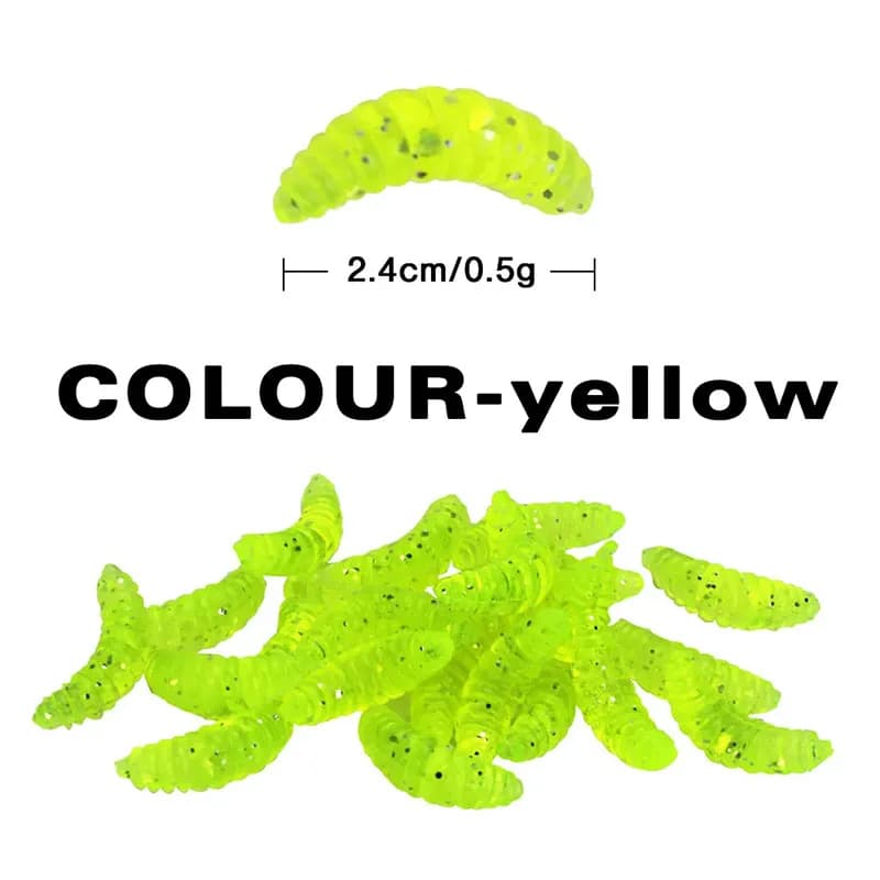 WEIHE 50 pz 2.4 cm 0.5g nuovo design verme piccolo mare rosso giallo shad luminoso pvc pesca richiamo morbido