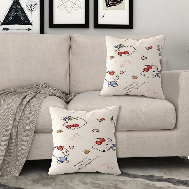 Cuscino Decorativo Kawaii Hello Kitty, Morbido Cuscino per Divano, Letto e Cameretta, Graziosa Federa Cartoon per Arredamento Casa