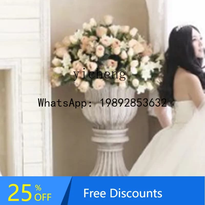 large glass fiber reinforced plastic flower pot floor-to-ceiling ornament, courtyard foyer, garden green plant decoration