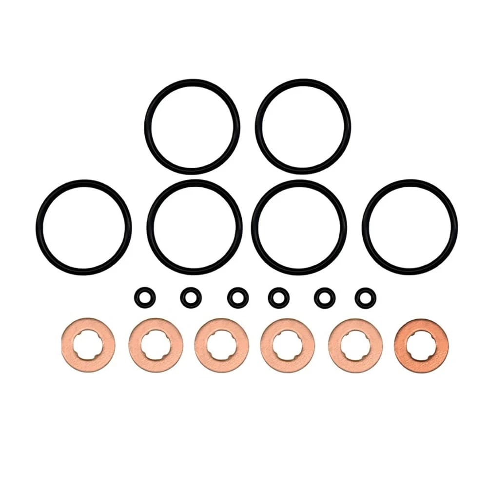 Kit di Manutenzione Iniettori da 18 Pezzi con Rondelle e Guarnizioni O-Ring per Auto BMW, Codificato 13532247156 e 13537794553