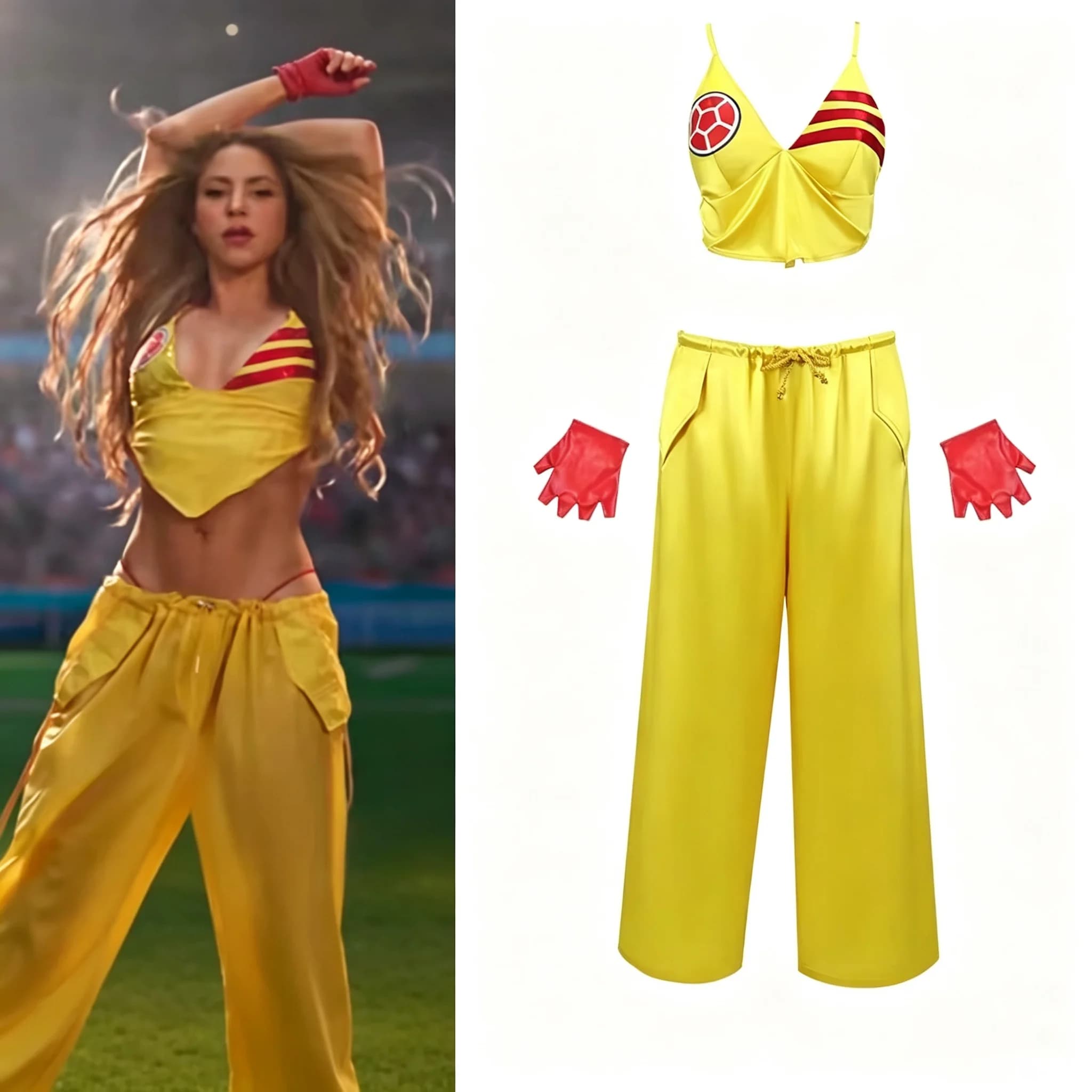 Shakira Singer Cosplay Costume, Football Game Cheerleading Outfit, Women Carnival Stage Performance Dress