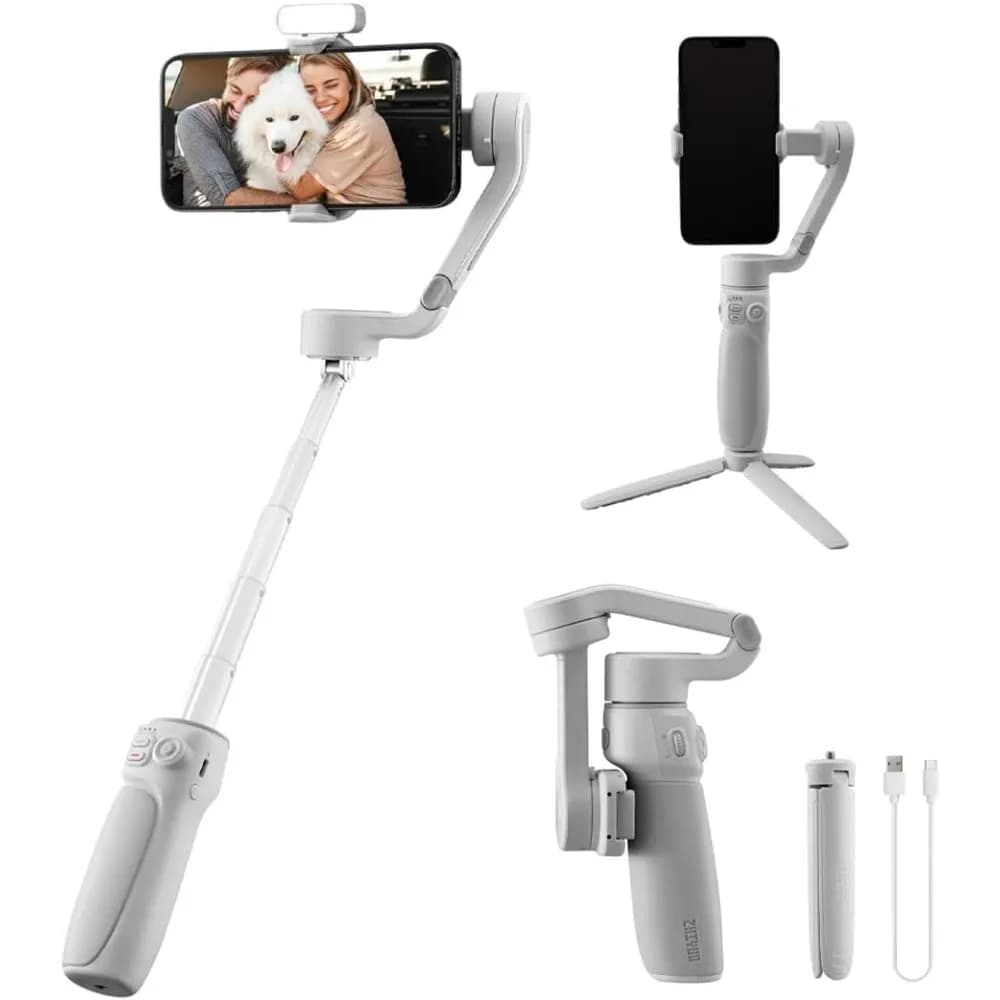 Portable Foldable Gimbal Stabilizer with Built-in Extension Rod for Vlogging and Social Media Video