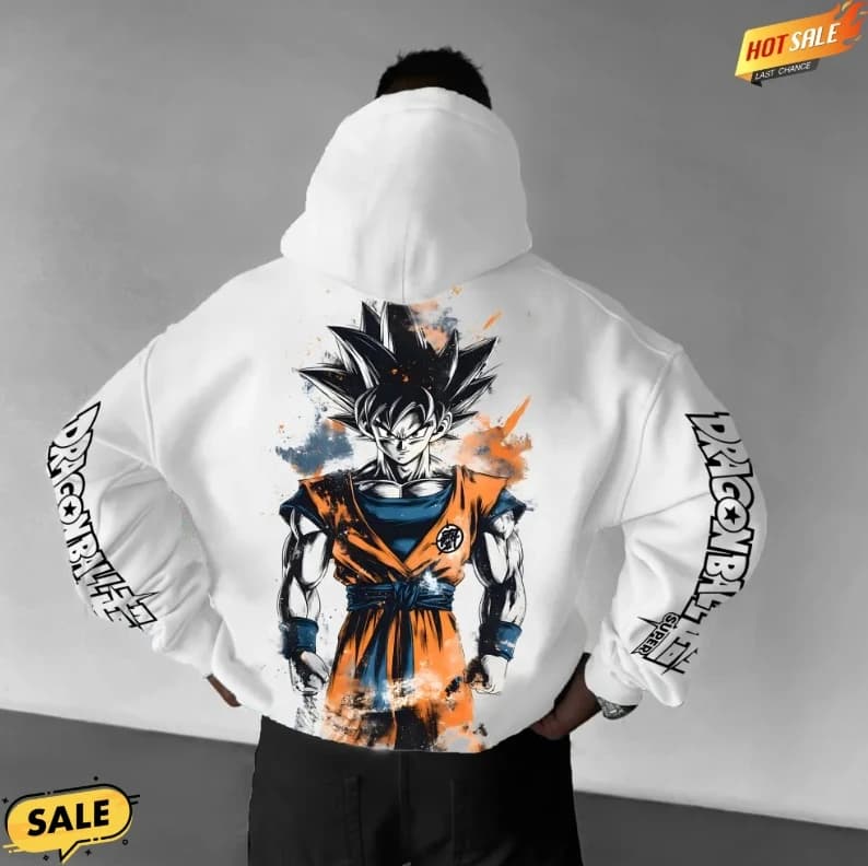Felpa con cappuccio da uomo Dragon Ball Abbigliamento da strada casual Stampa anime Pullover oversize in cotone autunnale e invernale