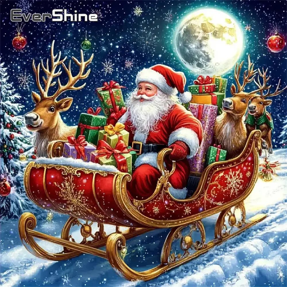 Evershine Diamond Mosaic Santa Claus Portrait DIY Acrylic Craft Supplies Moon Diamond Painting Deer New Arrival Christmas Gifts
