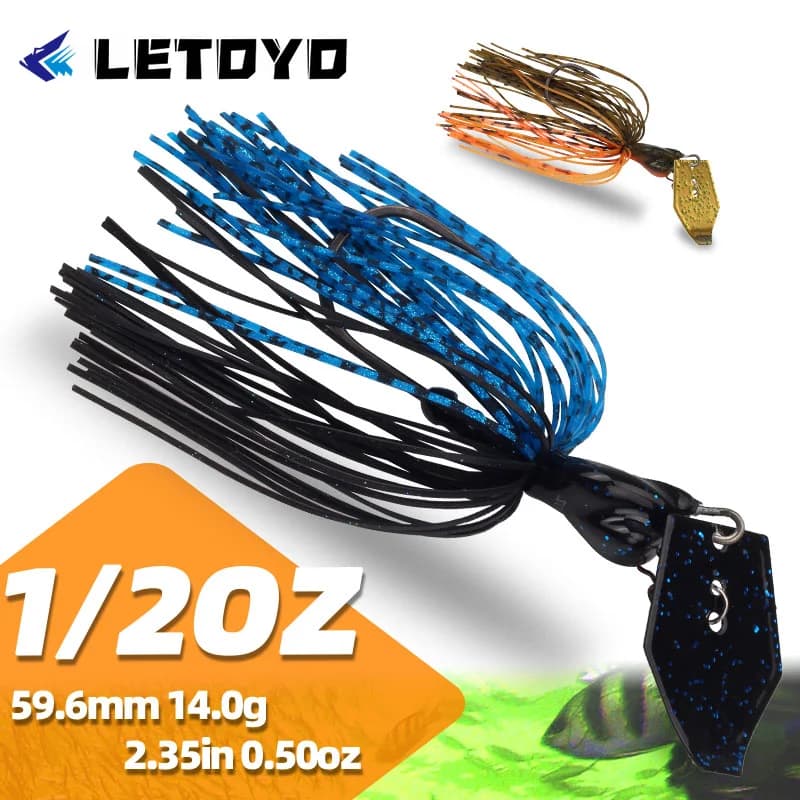LETOYO 2.35in 1/2oz Chatterbait Bladed Jig Fishing Lure Vibrating Metal Blade Silicone Skirt Needle Point Hook for Bass Pike