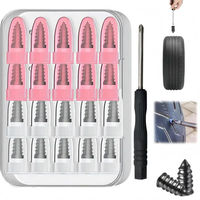 Kit Riparazione Pneumatici: Chiodi in Gomma per Riparazione Forature, Attrezzo Fai-da-te Semplice per Auto, Moto, Camion