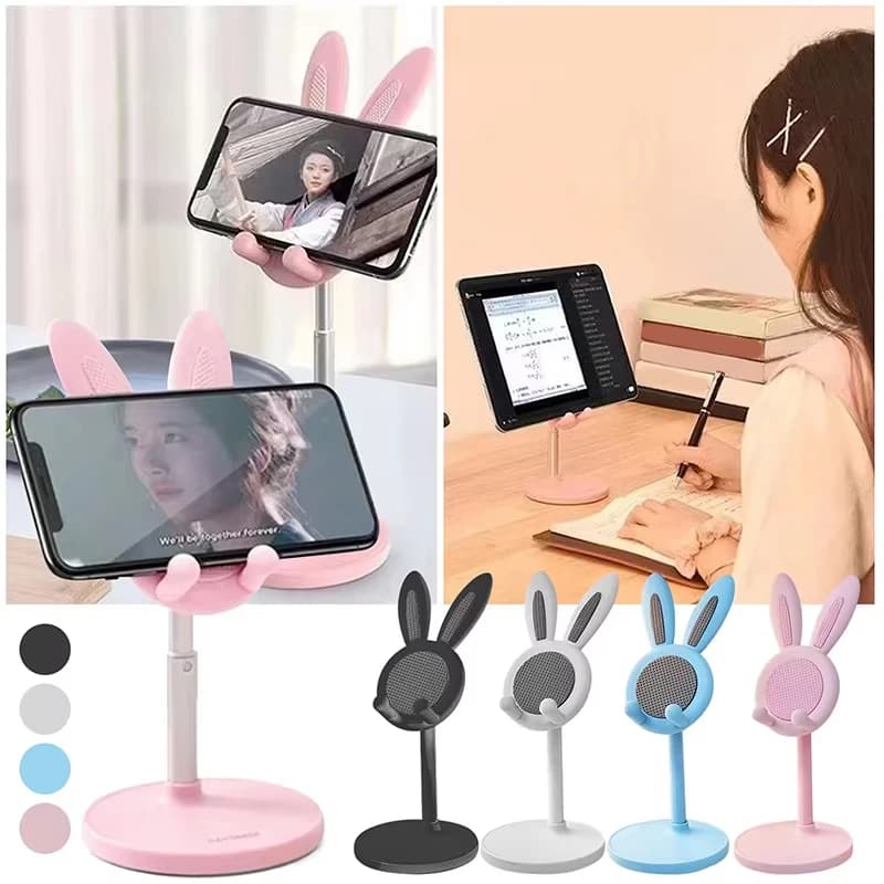 Cute Cartoon Bunny Phone Stand Desktop Cell Phone Stand For iPhone IPad Samsung Smartphone Adjustable Phone Holder Table Support