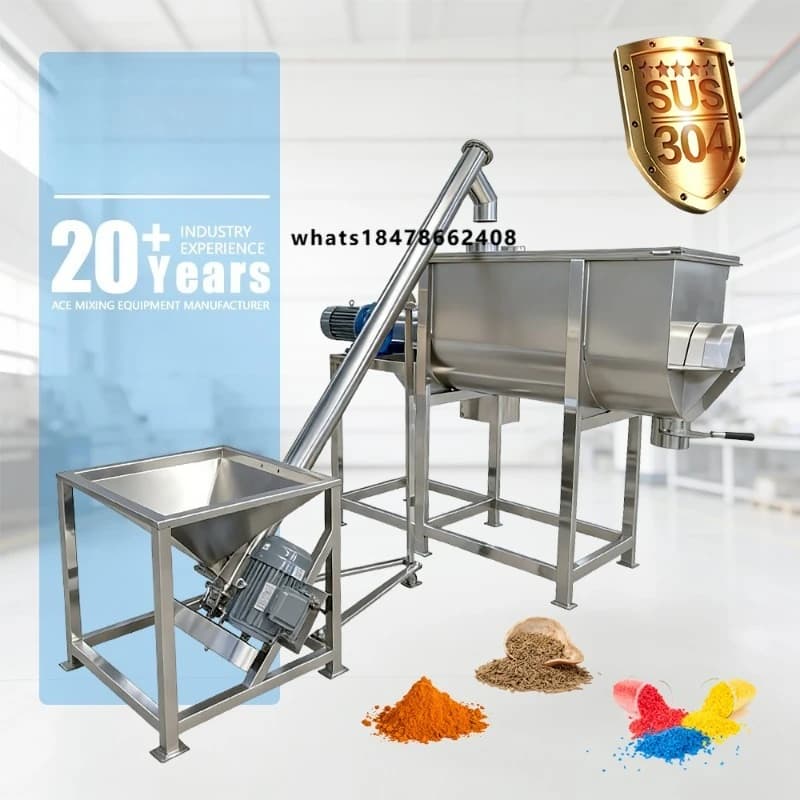 1000L 2000L Industrial Livestock Sheep Cow Chicken Feed Powder Horizontal Ribbon Mixer Blender with Heating Weighing Function