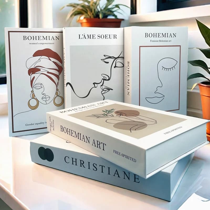 Boho Monet Decorative Books Luxury Storage Box for Fake Books Van Gogh Matisse Interior Decoration for Home Bedroom Furniture Table