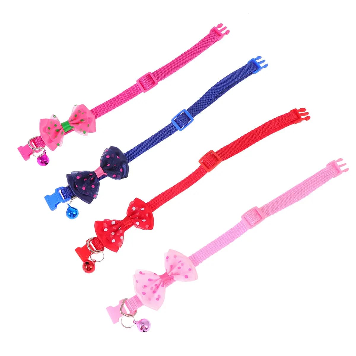 Collare per cani con fiocco, 4 pezzi, adorabile, regolabile, accessori per animali domestici, per cani e gatti, comodo, leggero, colorato, rosa, blu, rosso