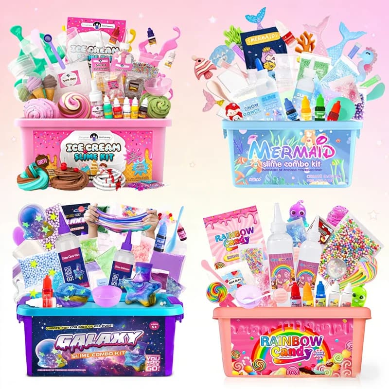 Set di slime a forma di sirena con cristalli, kit fai da te per slime effetto burro, argilla elastica effetto nuvola, giocattoli antistress per bambini, regalo di compleanno per bambini