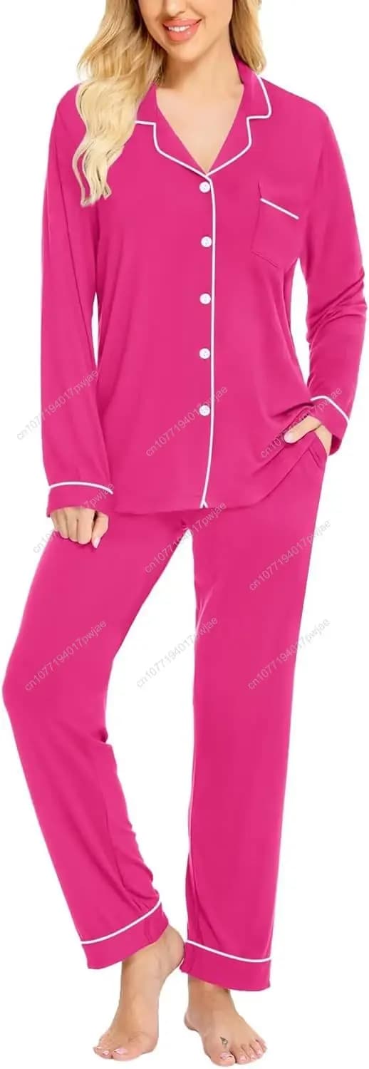 SWOMO Women's long-sleeved pajamas set, cotton pajamas
