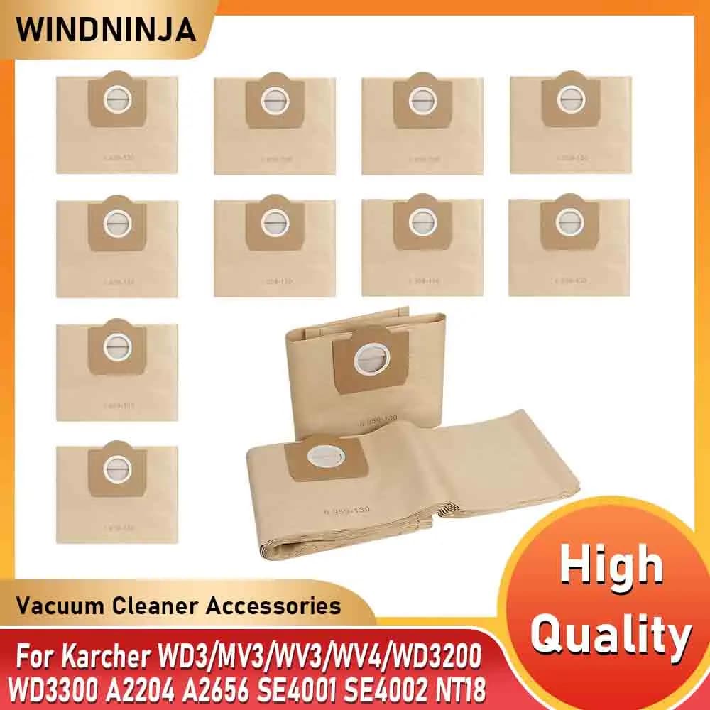 10PCS Sacchetto di Polvere 6.959-130 Per Karcher WD3/MV3/WV3/WV4/WD3200 WD3300 A2204 A2656 SE4001 SE4002 NT18 Robot Aspirapolvere Sacchetto di Carta