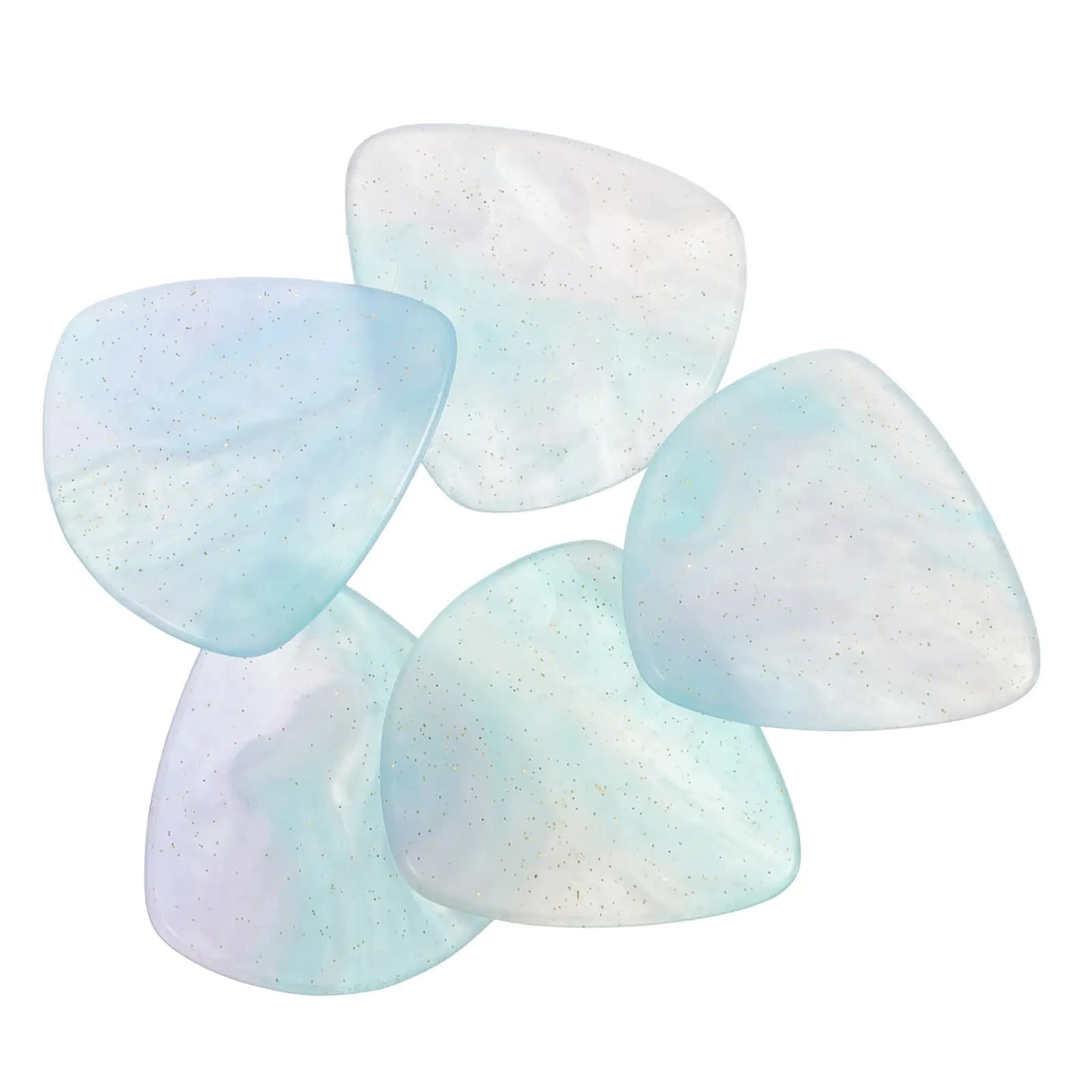 Set di 5 Plettri per Chitarra in Resina a Forma di Cuore, Traslucidi Blu, per Chitarra Acustica ed Elettrica