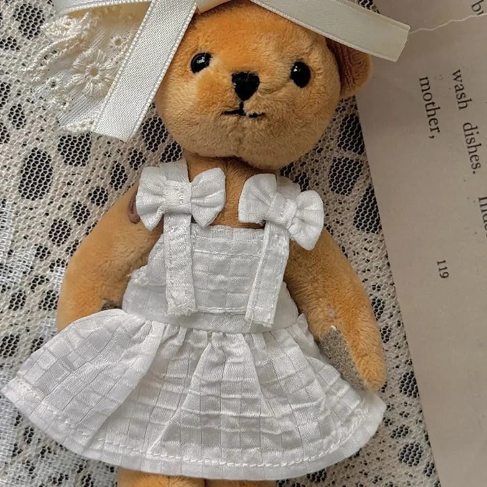 Gonna per bambola con fiocco, vestiti in cotone scozzese, gonna per bambola squisita e carina, mini gonna per bambola Kawaii rosa, bambola in cotone 10-15