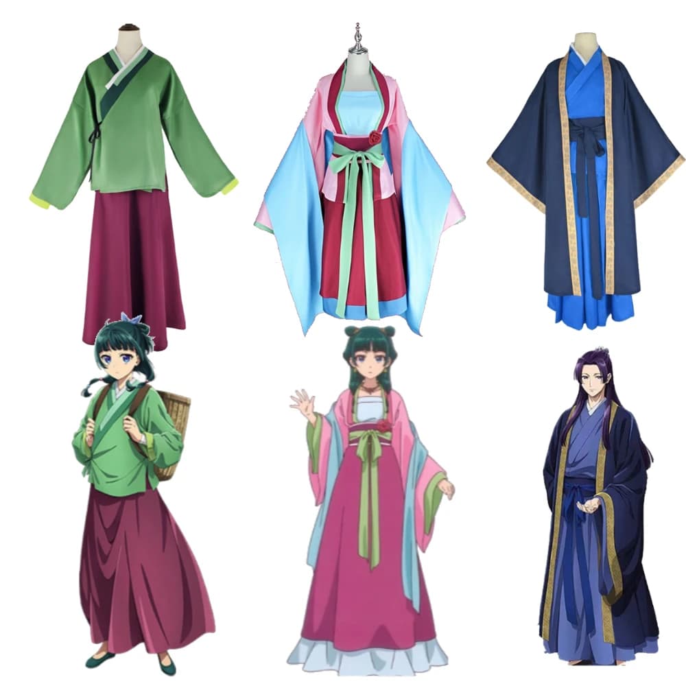 Cosplay Costumes by Maomao Jinshi from The Apothecary Diaries, Anime Cosplay Dresses for Women and Men. Refined details.