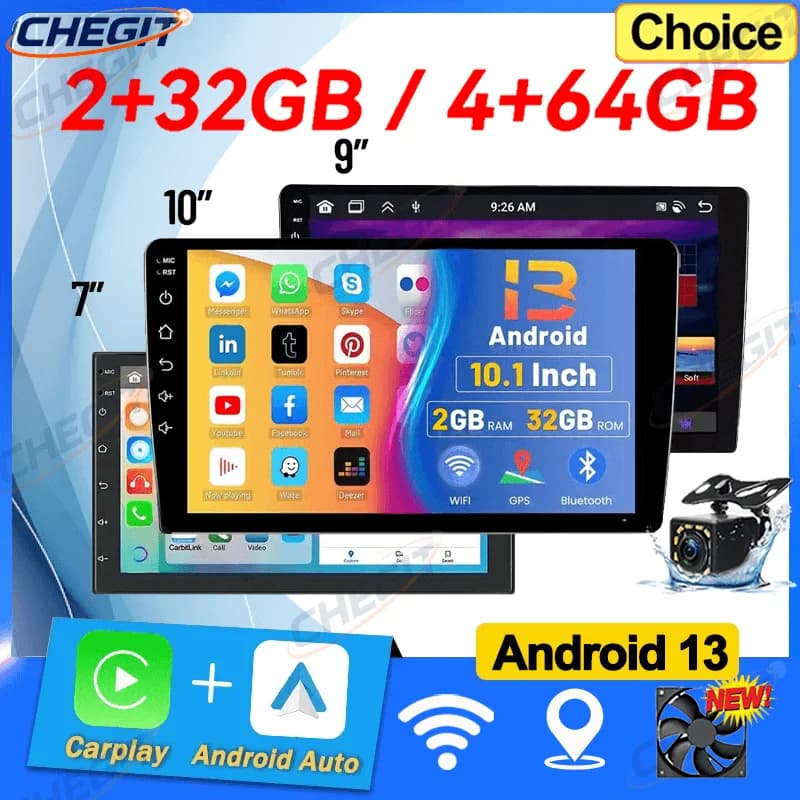Android 13 7/9/10 ''2Din Wireless Carplay Radio 64G BT Autoradio Multimedia Stereo Per toyota Hyundai Kia Volkswagen Jeep Fiat