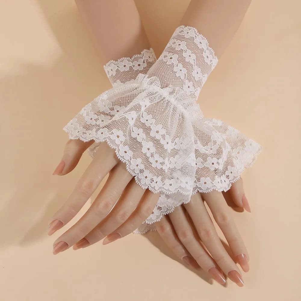 Nuovo Polsino Finto Ricamato Staccabile Bianco, Accessorio per Abbigliamento, Accessori per Nail Art