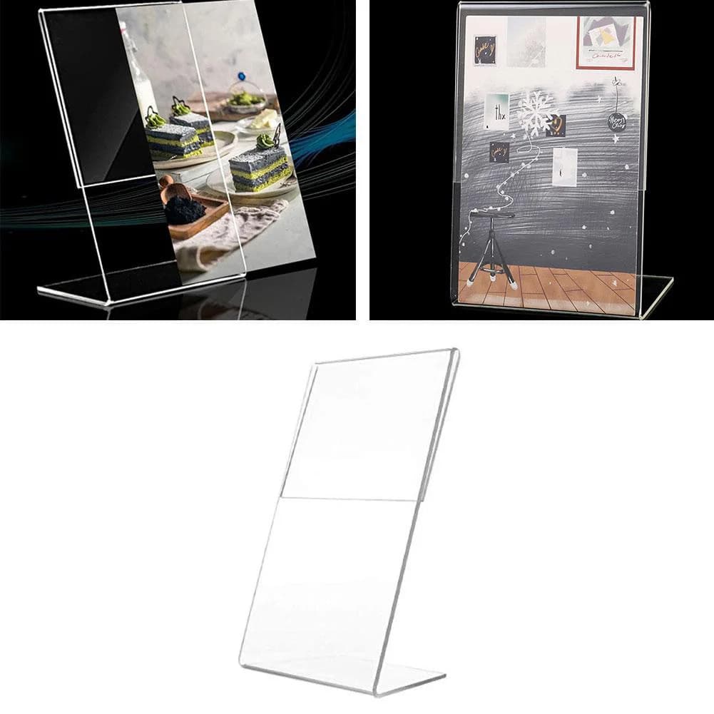 1PC acrilico trasparente espositore da scrivania cartello etichetta cornice cartellino del prezzo display porta biglietti da visita porta etichette