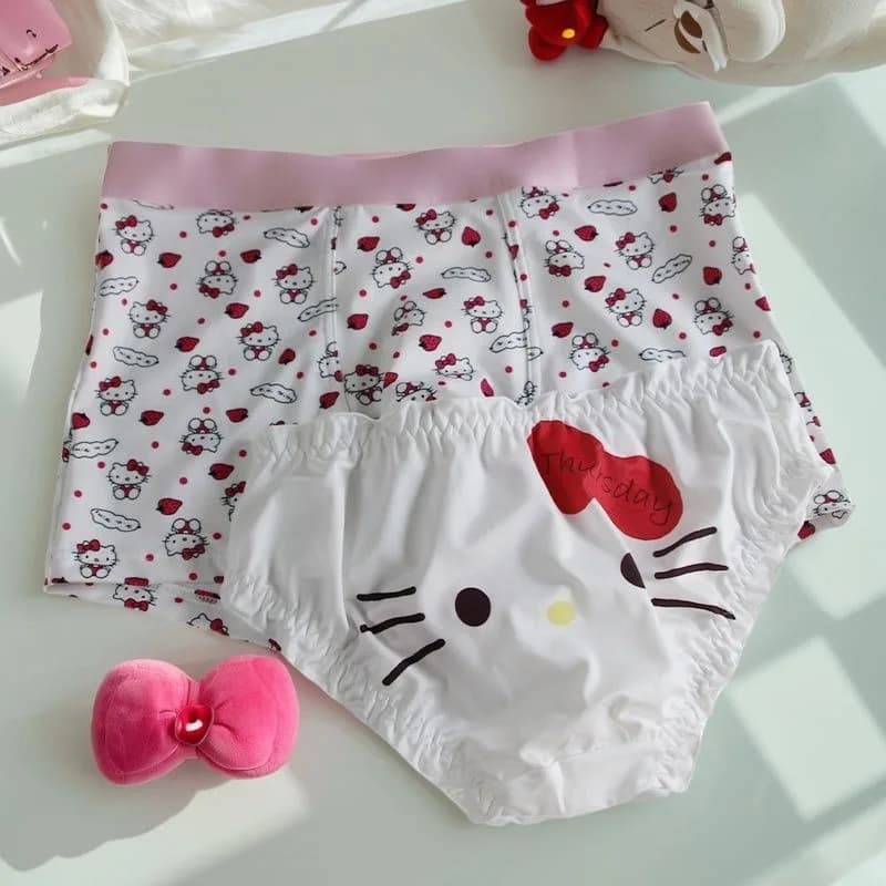 Hello Kitty moda cartone animato seta latte stampa carina comode mutandine traspiranti per coppia per uomini e donne regali di festa