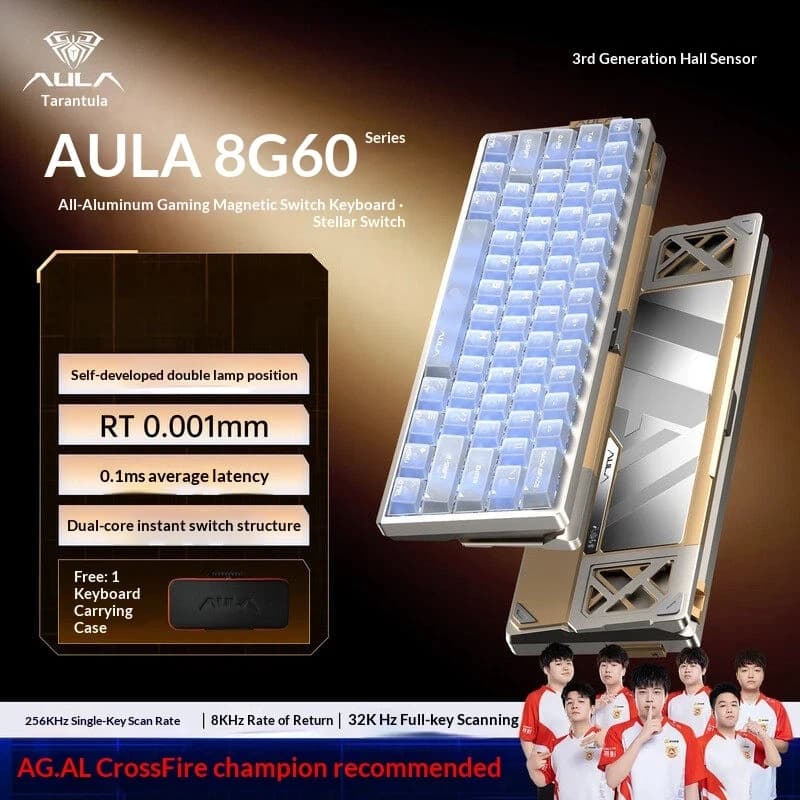Aula Ag60 Magnetic Axis Mechanical Keyboard Full Aluminum Wired Custom Esports Gaming Hall Sensor Low Latency For Pc Valorant