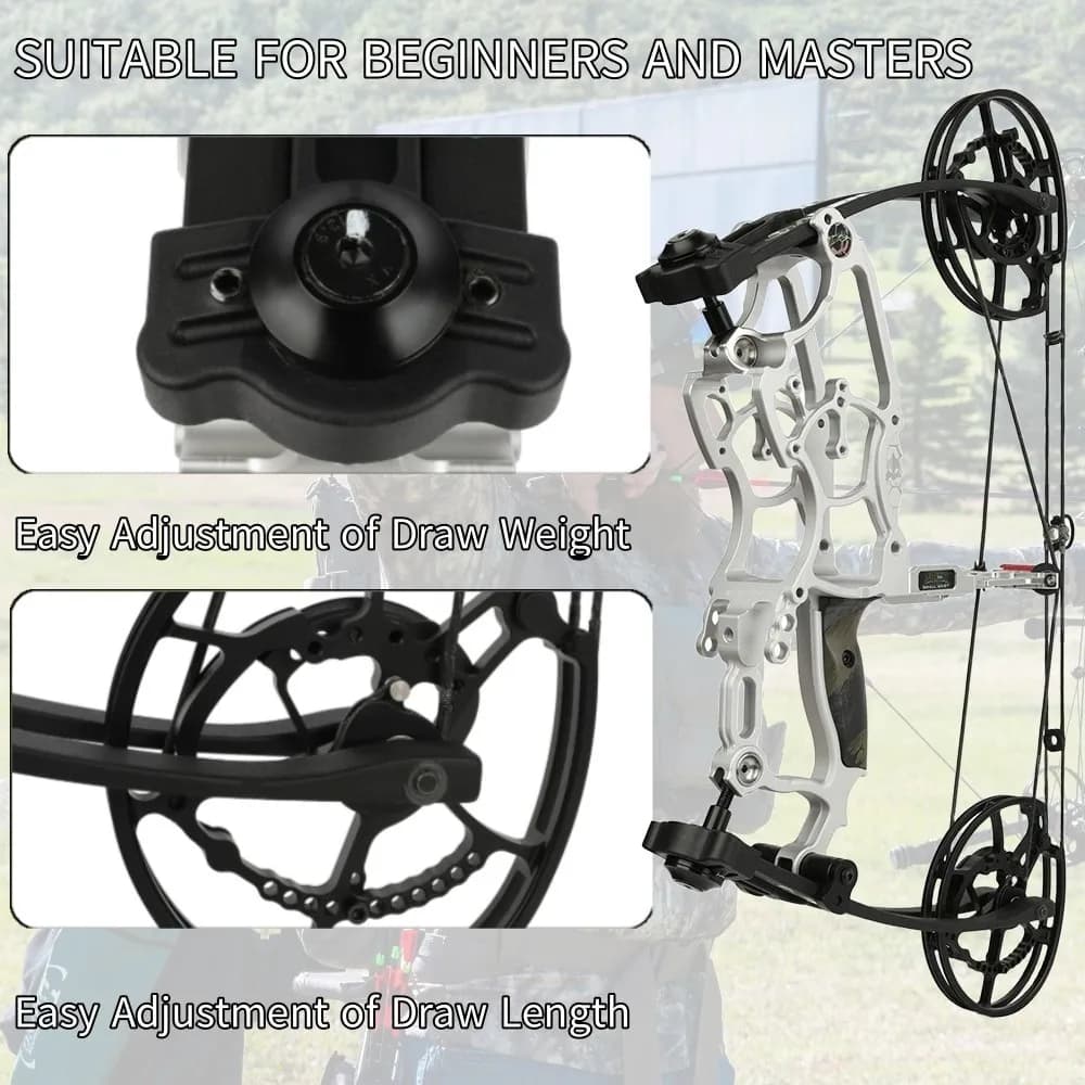 Compound Bow Kit 30-70LBS Adjustable Dual-Use Steel Ball Archery Shooting Target Hunting Left/Right Hand Accessory