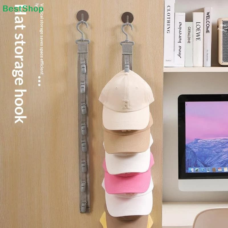 ❀ ❀ Cinghia Multiuso per Appendere Cappelli – Organizzatore per Cappelli con 4/8 Clip per Berretti da Baseball, Berretti e Cappelli