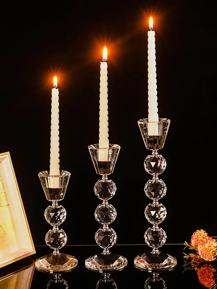 Portacandele in Cristallo Romantici, Candelieri Decorativi in Cristallo per Matrimoni, Cena a Lume di Candela, Supporto per Candele Ornamentale