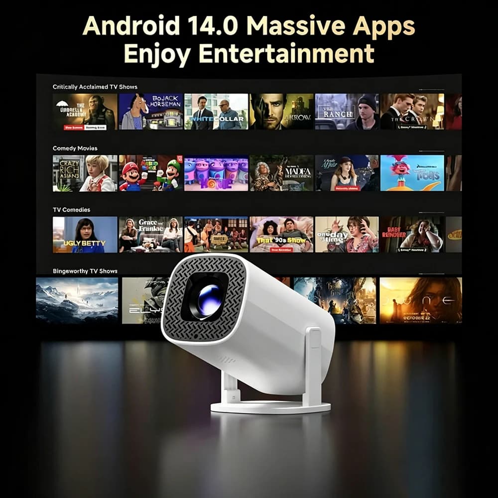 P30Pro Android 14 Smart Mini Projector WiFi6 BT5.0 180ANSI 1280*720P 4K Supported Auto Keystone Home Theater Projector