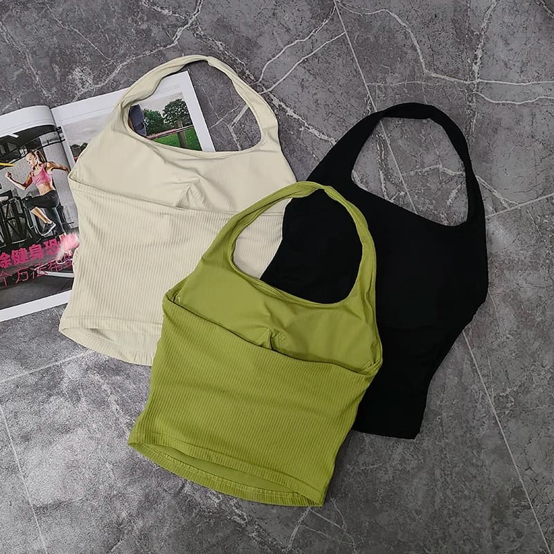 Gilet da palestra da donna senza cuciture con scollo all'americana, lingerie sportiva in un unico pezzo, con reggicalze, completo da yoga interno con imbottitura sul petto