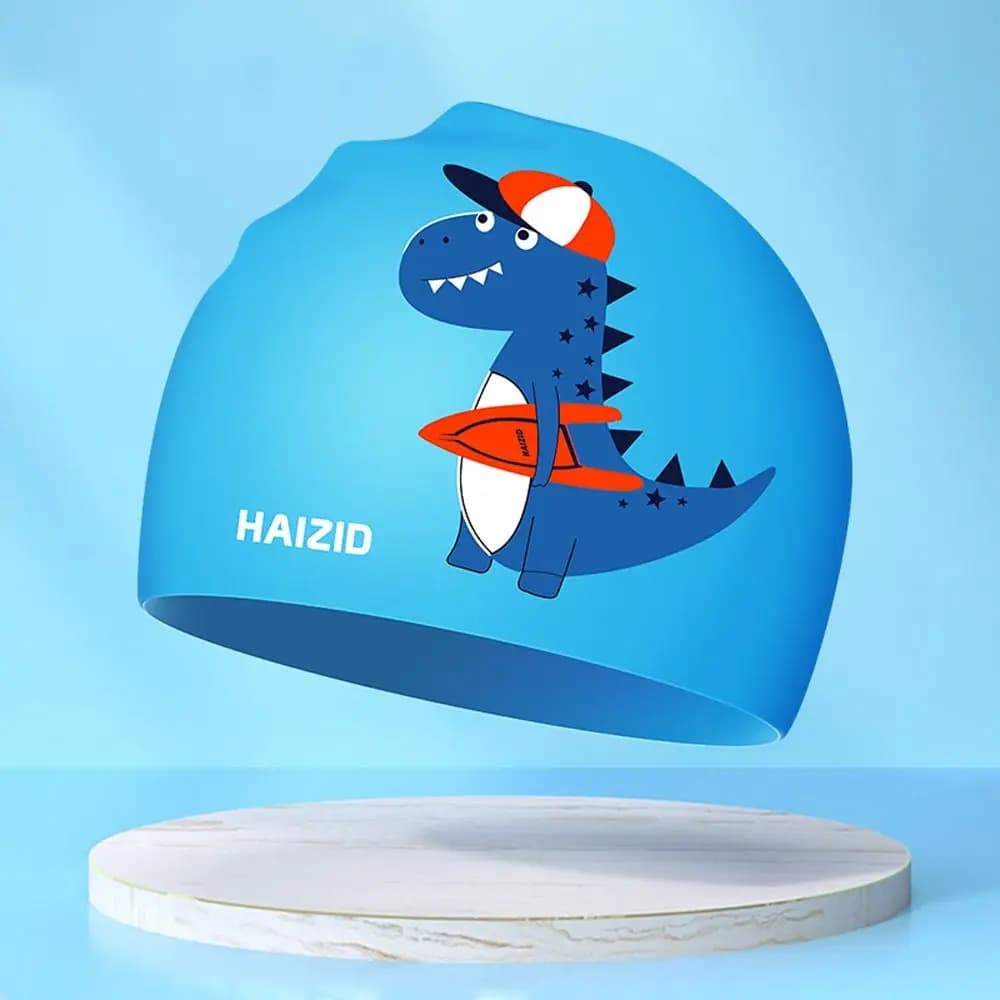 Waterproof swim cap for children, elastic, with cartoons, protects the ears, for pool