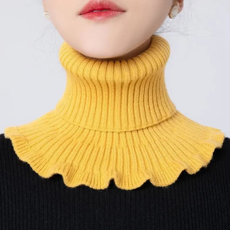 Caldo colletto lavorato a maglia Sciarpa da donna Dolcevita lavorato a maglia Falso colletto finto Sciarpa staccabile Caldo inverno Sciarpa avvolgente antivento con volant