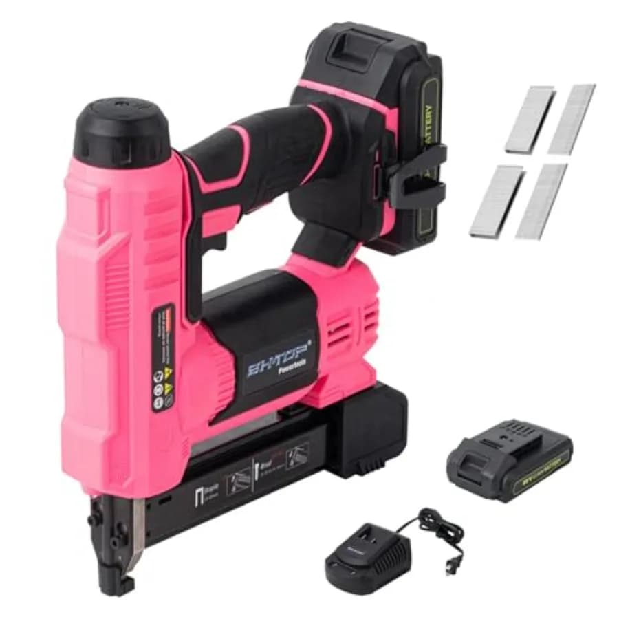 Sparachiodi e Graffettatrice a Batteria 20V, Calibro 18, Kit 2 in 1, Pistola Sparachiodi Professionale con Batteria Ricaricabile 2.0A e Caricabatterie