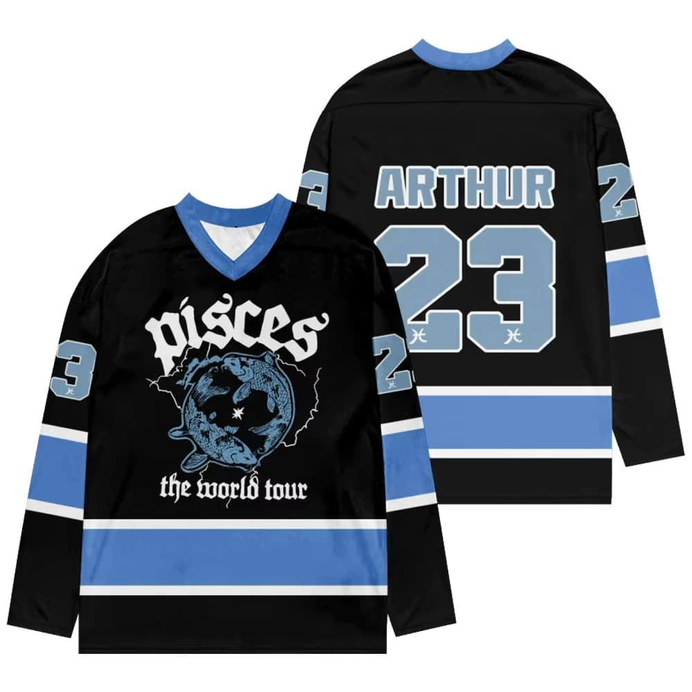 Maglia da Hockey 2026 James Arthur 23 The Pisces World Tour Merch, T-shirt Sportiva Unisex a Maniche Lunghe per Uomo e Donna