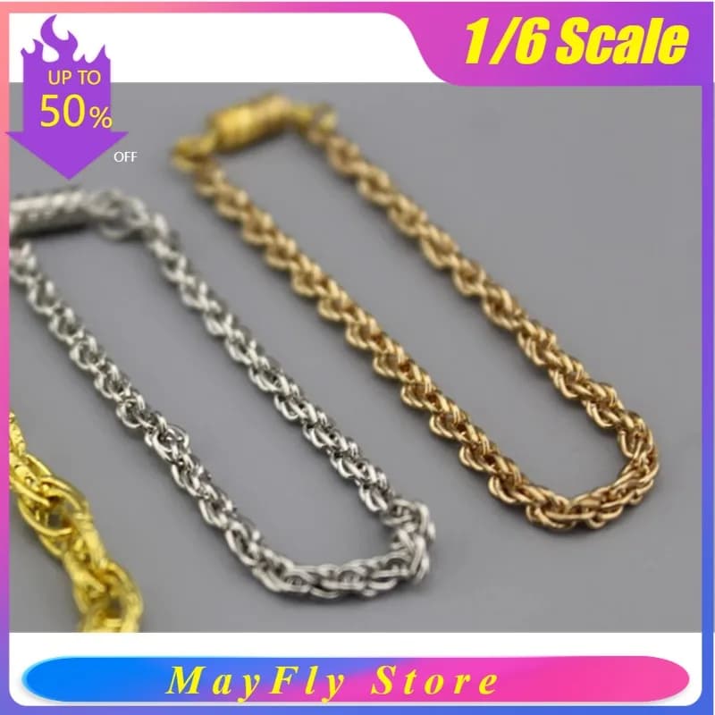 Accessori in Miniatura Scala 1/6: Collana e Bracciale in Oro/Argento per Action Figure da 12 Pollici, Regalo da Collezione