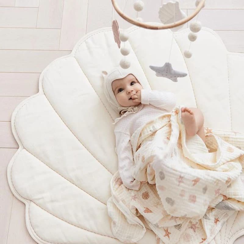 Children's Play Mat Cotton Shell Carpet Children's Toy Toy Play Mat House Decoration Mat for Bedroom Punches for Photography 90x100 cm