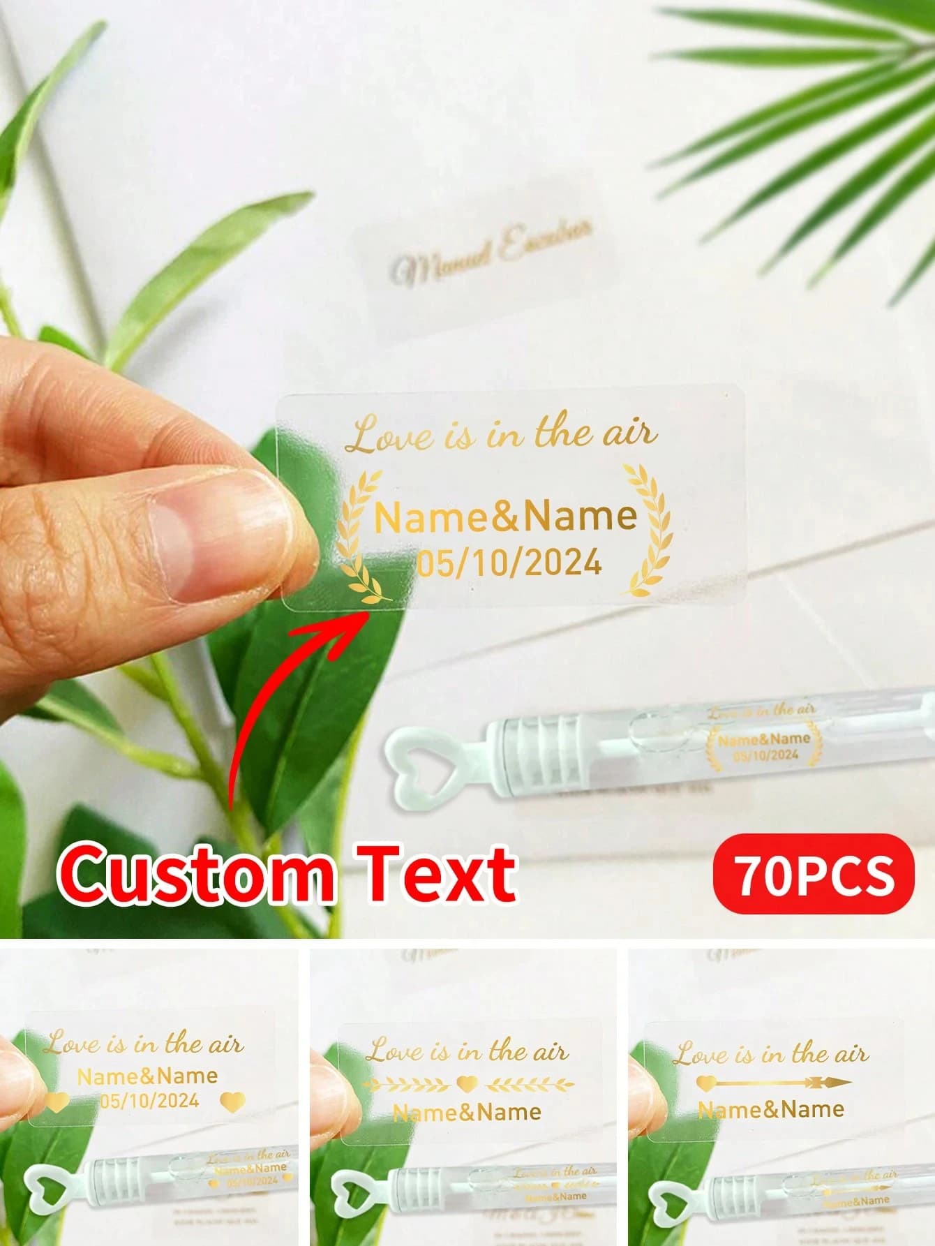 Adesivi personalizzati in lamina d'oro, etichette per matrimonio personalizzate, etichette trasparenti in vinile per addio al nubilato, regalo di San Valentino