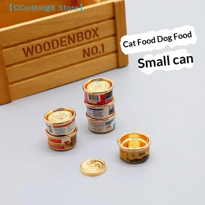 1/5Pcs Pretend Play Toys 1/12 Dollhouse Simulation Cat/Dog Can Mini Pet Food Toy Dolls House Home Decorations【AliS8】