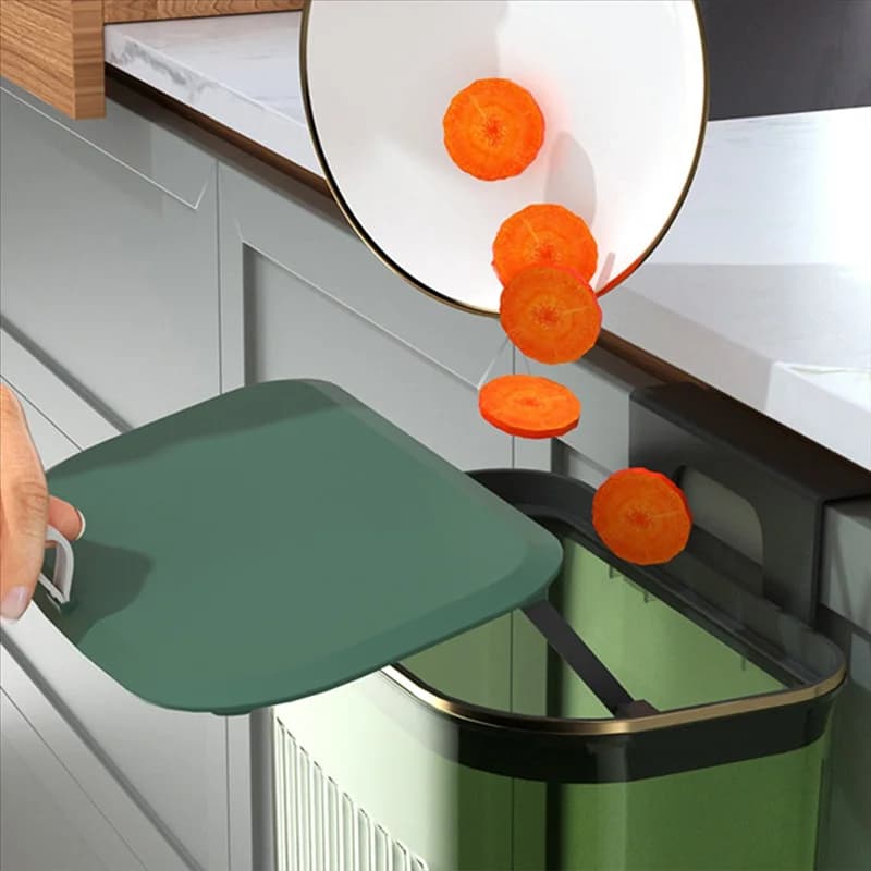 【Top Picks】 Pattumiera da parete con coperchio da 9 litri con coperchio Pattumiera da appendere alla porta dell'armadio da cucina
