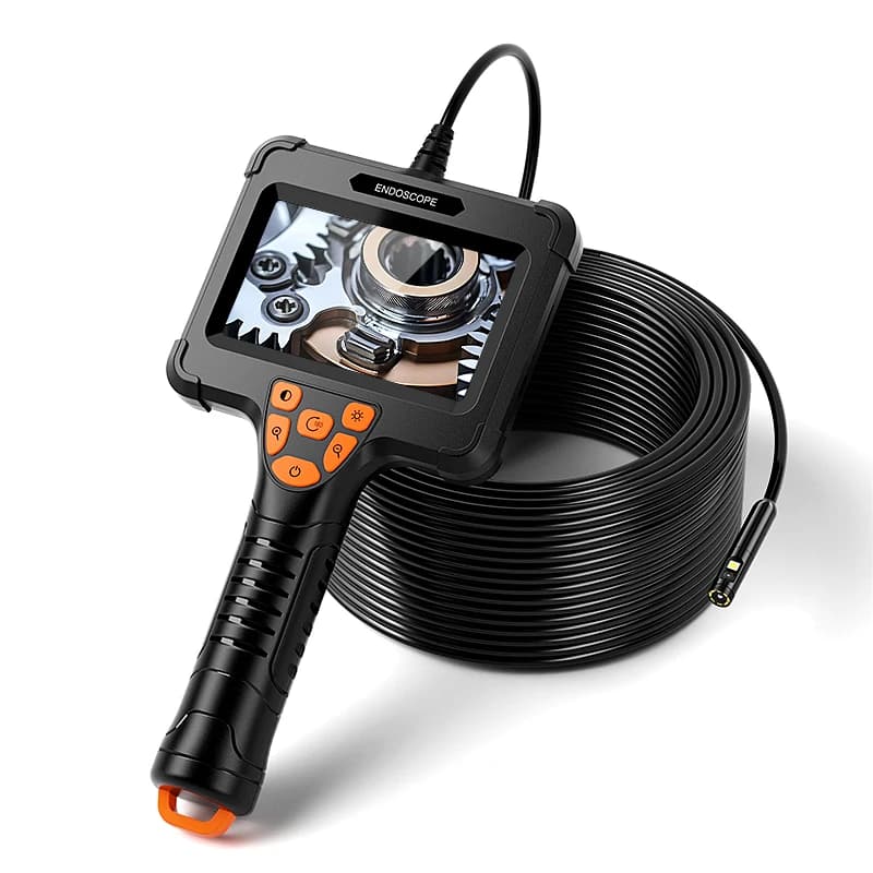 Endoscopio Portatile con Singola/Doppia Telecamera, Schermo IPS da 4.3'', Boroscopio per Ispezione Auto, Sonda da 8MM con 8 LED, Telecamera Impermeabile per Idraulica